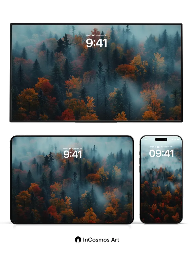 Mist-Weave Autumn Wallpaper with Whispering Canopy