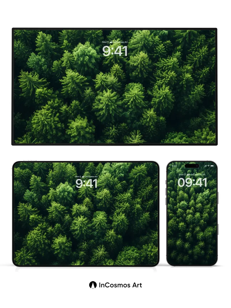 Emerald Canopy Wallpaper with Whispering Treetops