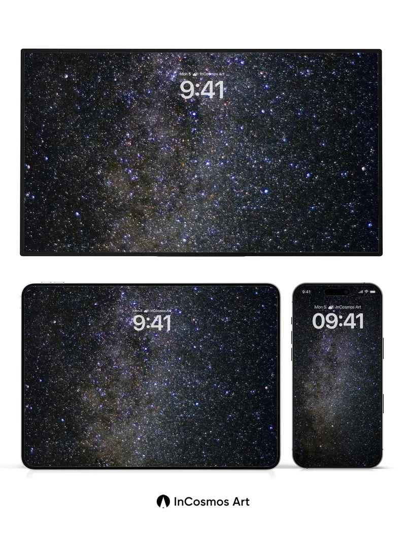 Cosmic Veil Wallpaper with Starlight Trails