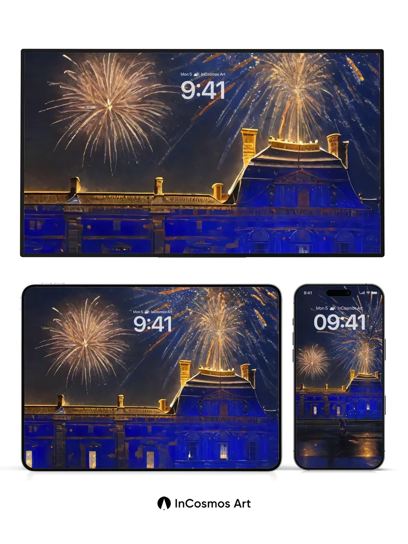 Midnight Reverie Wallpaper with Firework Echoes