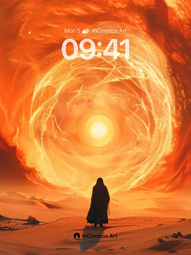 Desert Eclipse Wallpaper with Cosmic Vortex wallpaper for iPhone, iPad & Mac