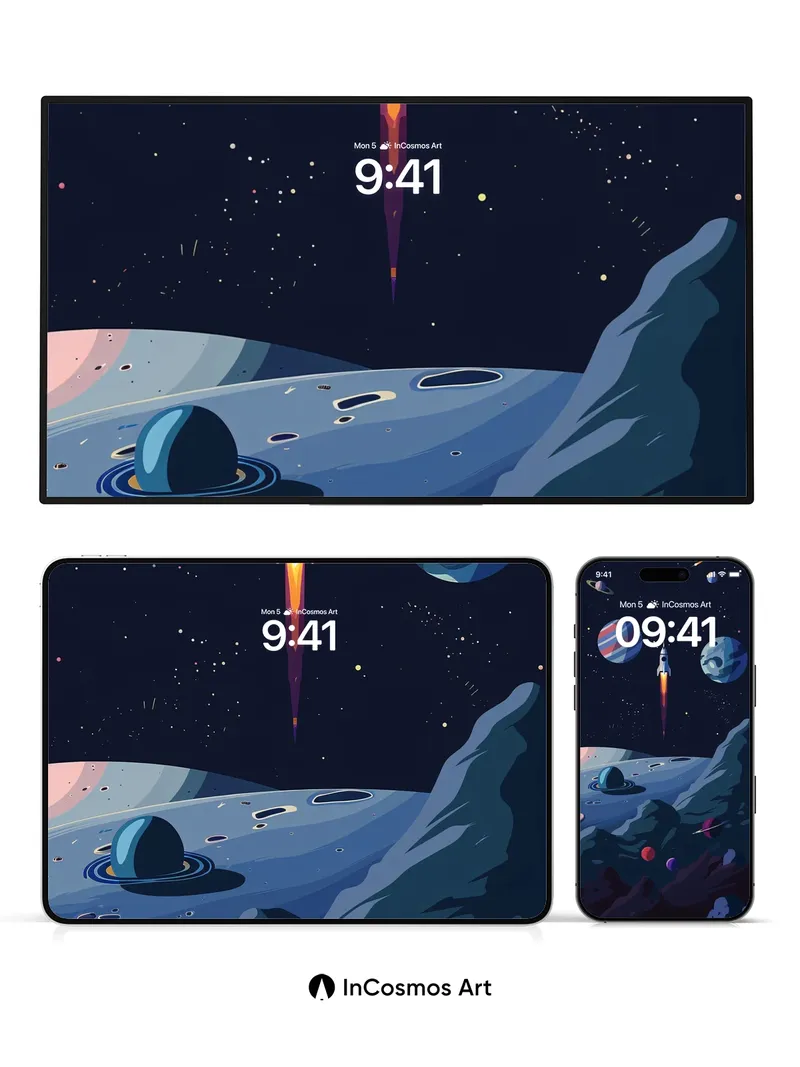 Cosmic Drift Wallpaper with Floating Orbs