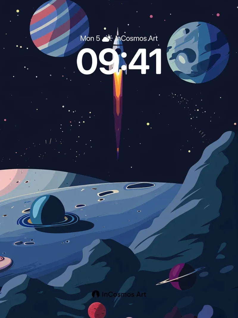 Cosmic Drift Wallpaper with Floating Orbs