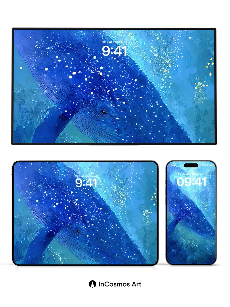 Stellar Whale Wallpaper with Cosmic Glow