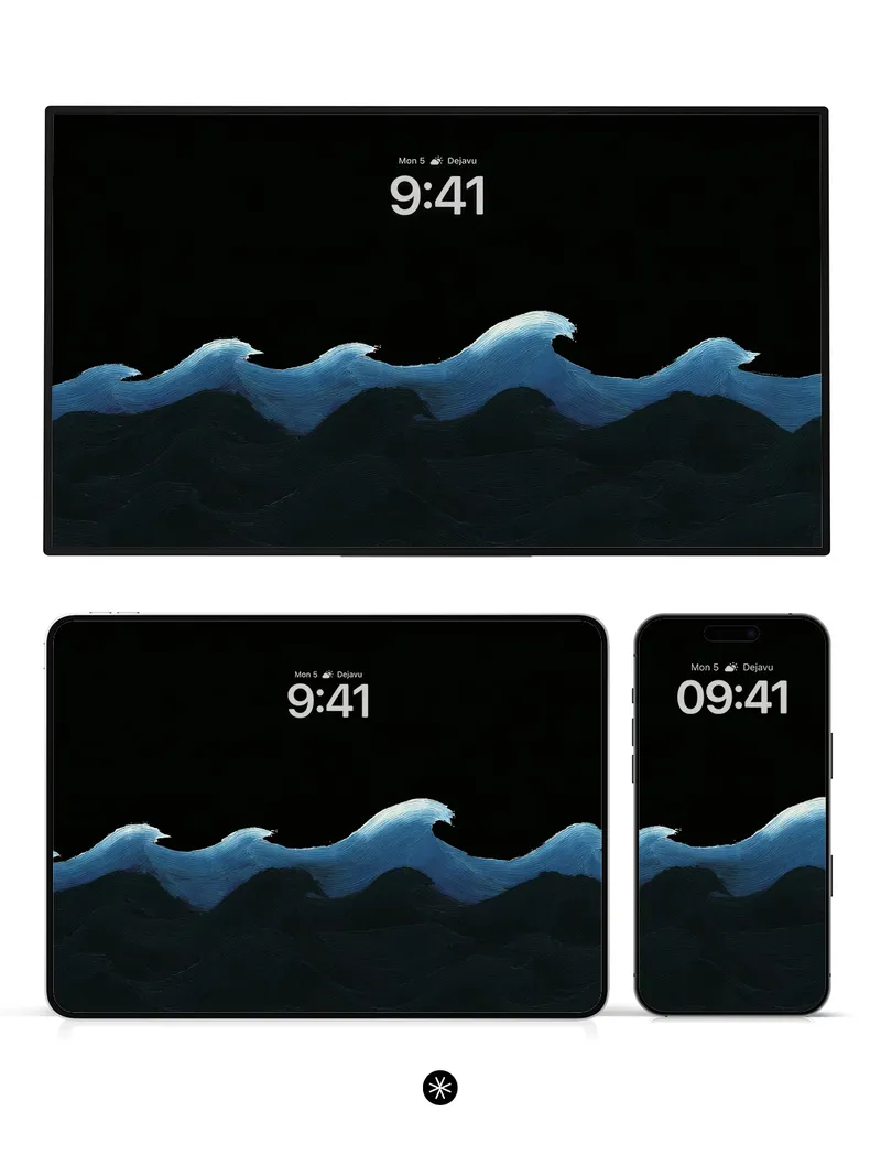Midnight Ocean Waves Wallpaper - Deep Blue Serenity