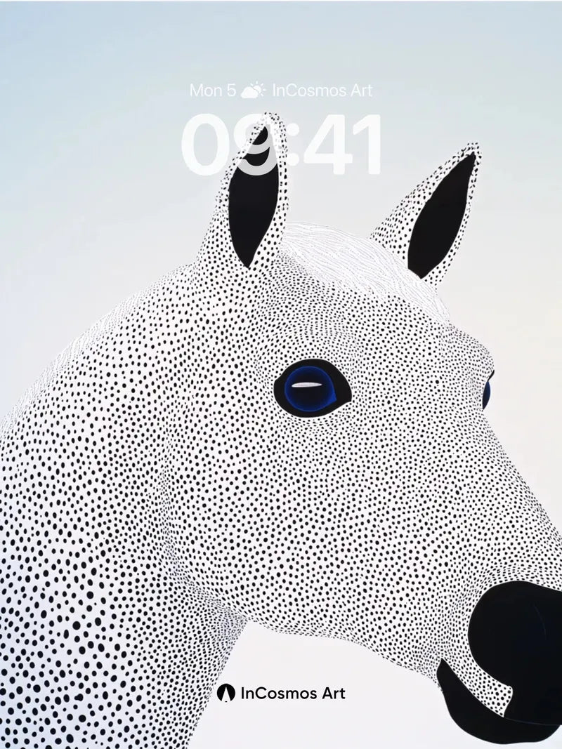 Surreal Dot-Work Horse Wallpaper with Cosmic Gaze