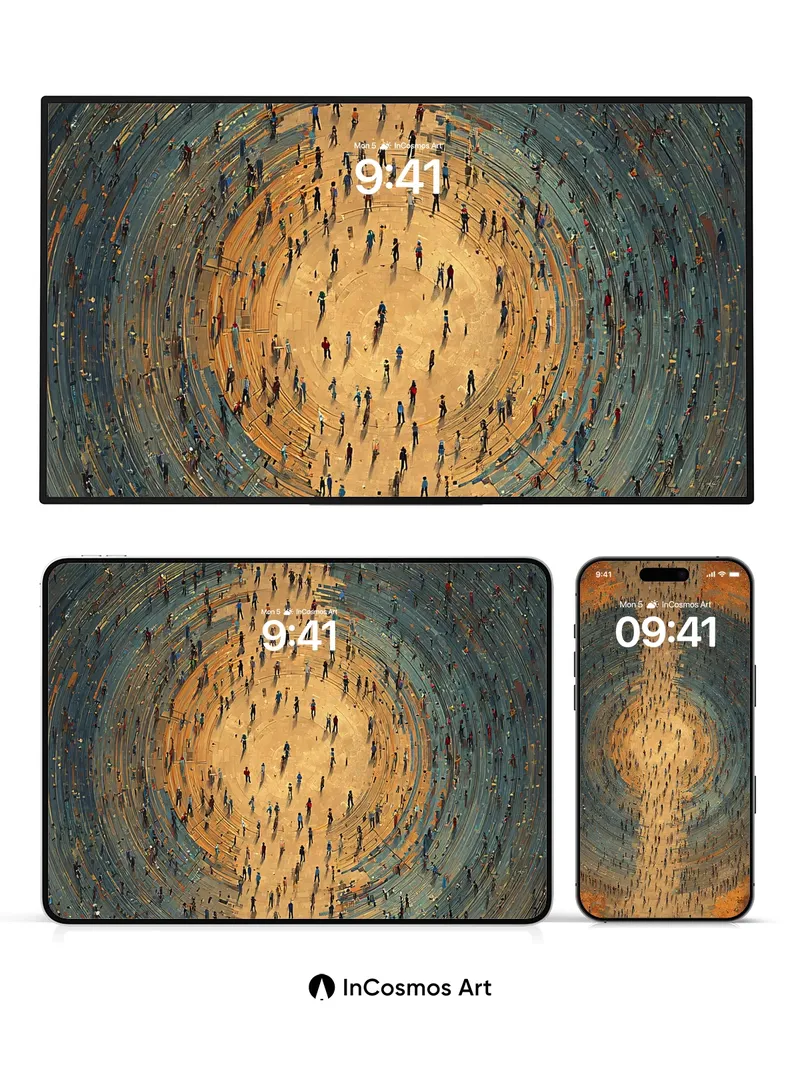 Echoing Circles Wallpaper with Human Threads