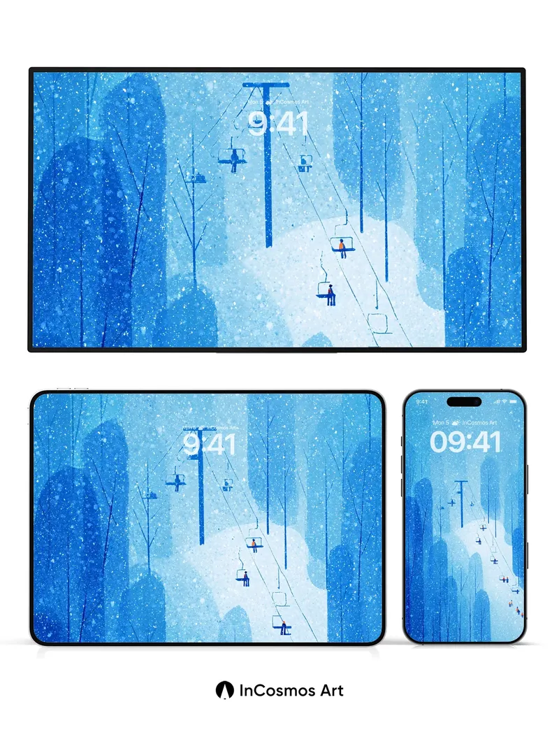 Silent Snowfall Wallpaper with Whispering Pines