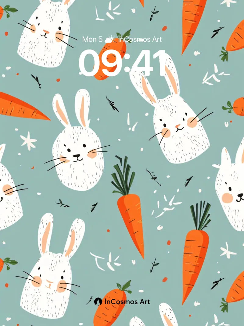 Whimsical Bunny Garden Wallpaper with Carrot Whispers