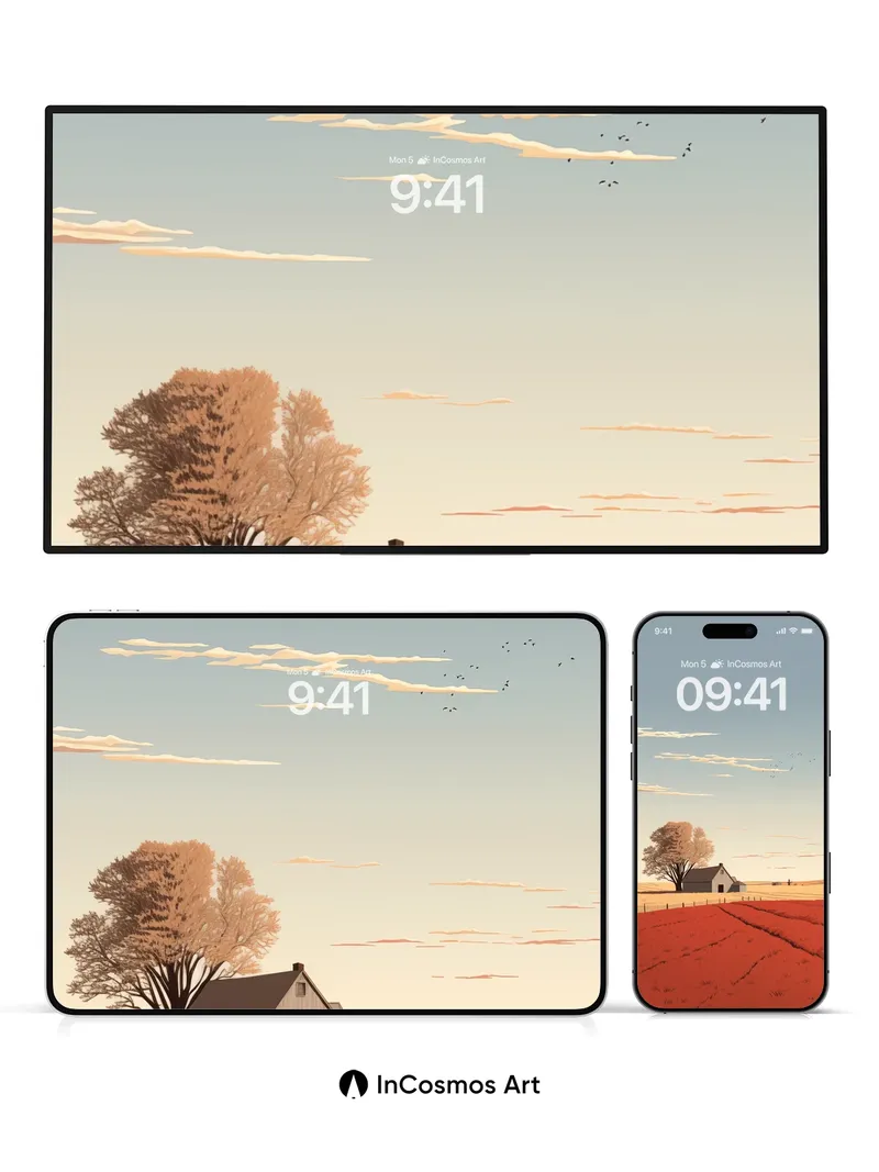 Serenity Field Wallpaper with Autumn Hush