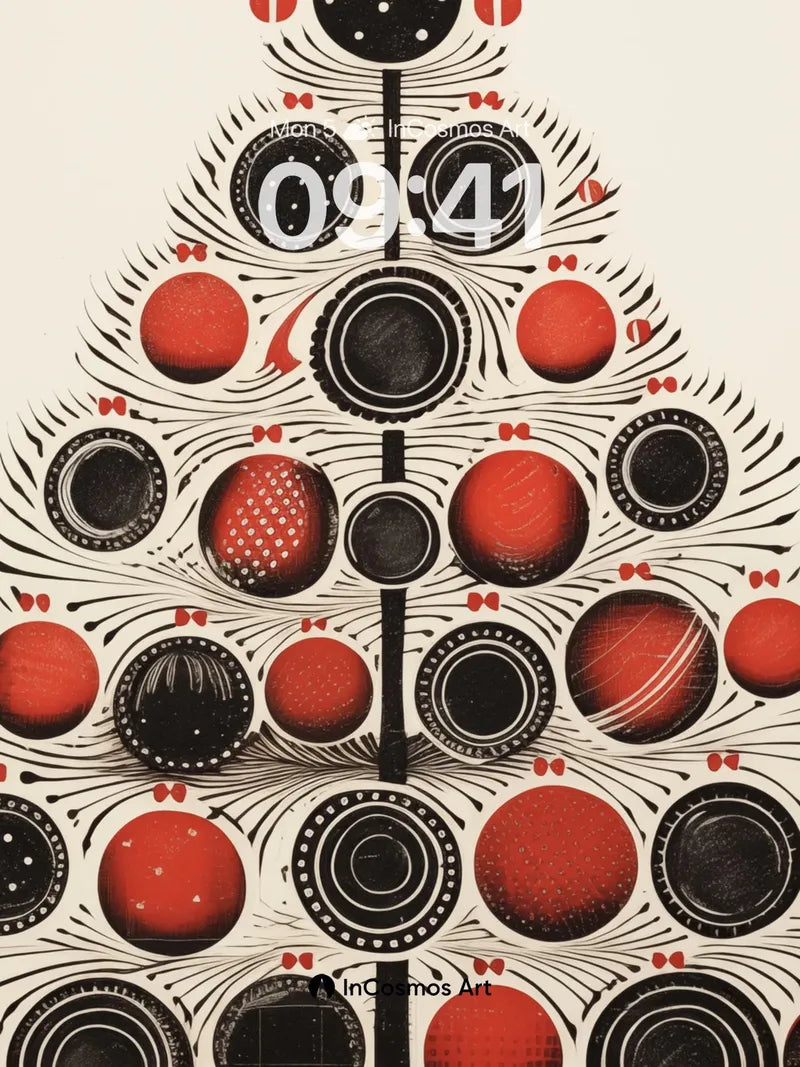 Geometric Holiday Wallpaper with Polka-Dot Ornaments wallpaper for iPhone, iPad & Mac