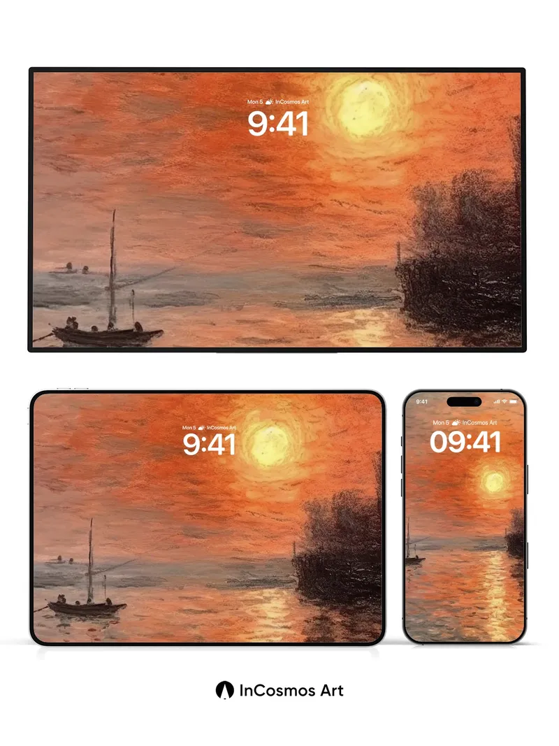 Sunset Hush Wallpaper with Monet's Brushstroke