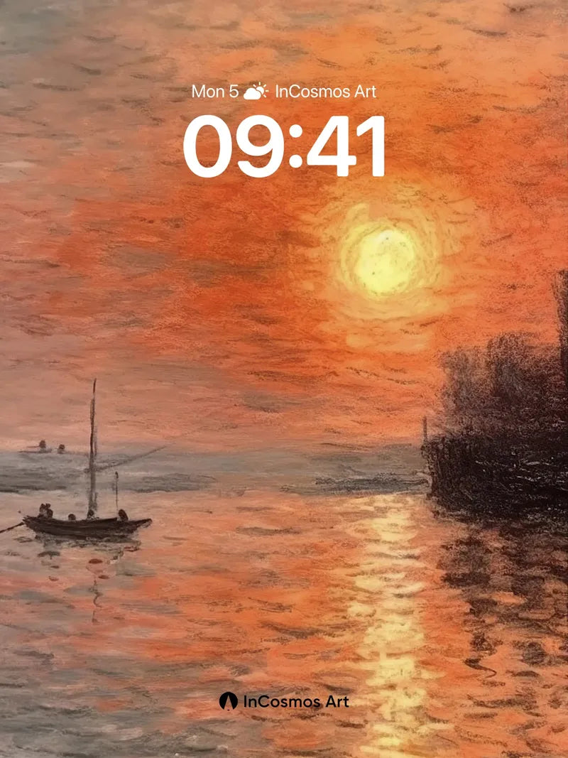 Sunset Hush Wallpaper with Monet's Brushstroke wallpaper for iPhone, iPad & Mac