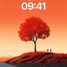 Crimson Stillness Wallpaper with Floating Leaves wallpaper for iPhone, iPad & Mac