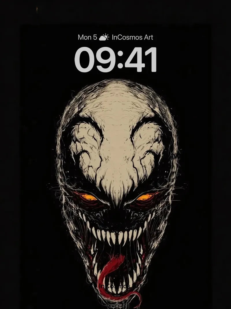 Symbiotic Horror Wallpaper with Venomous Gaze