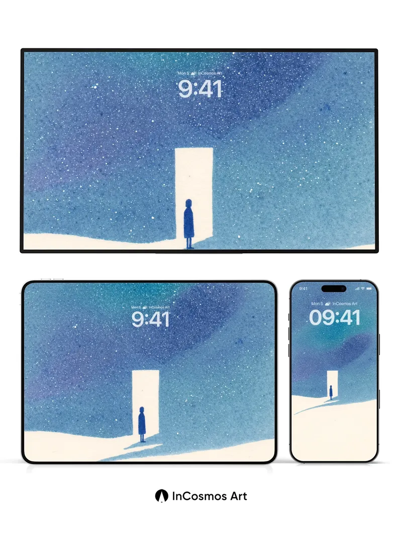 Stellar Silence Wallpaper with Lone Figure