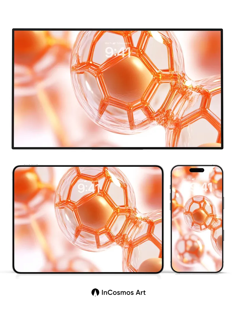 Luminous Cage Wallpaper with Golden Hues