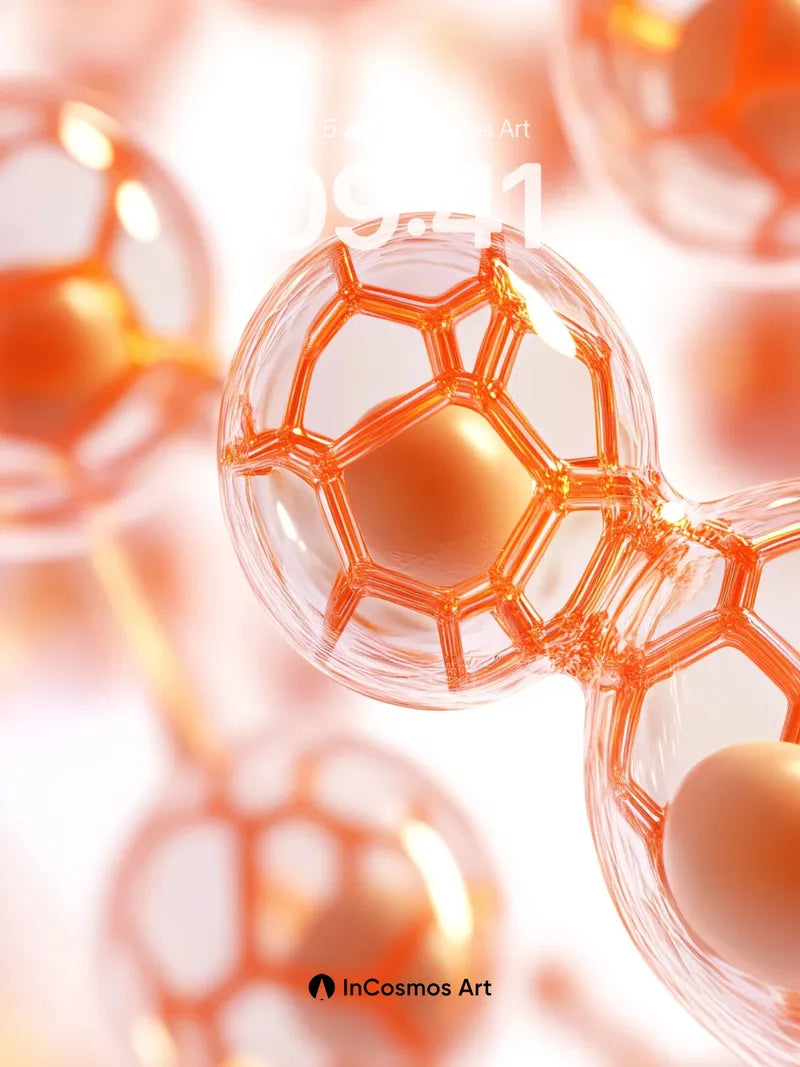 Luminous Cage Wallpaper with Golden Hues