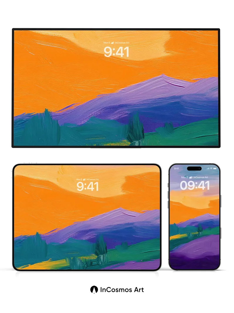 Sunset Hush Wallpaper with Lavender Fields