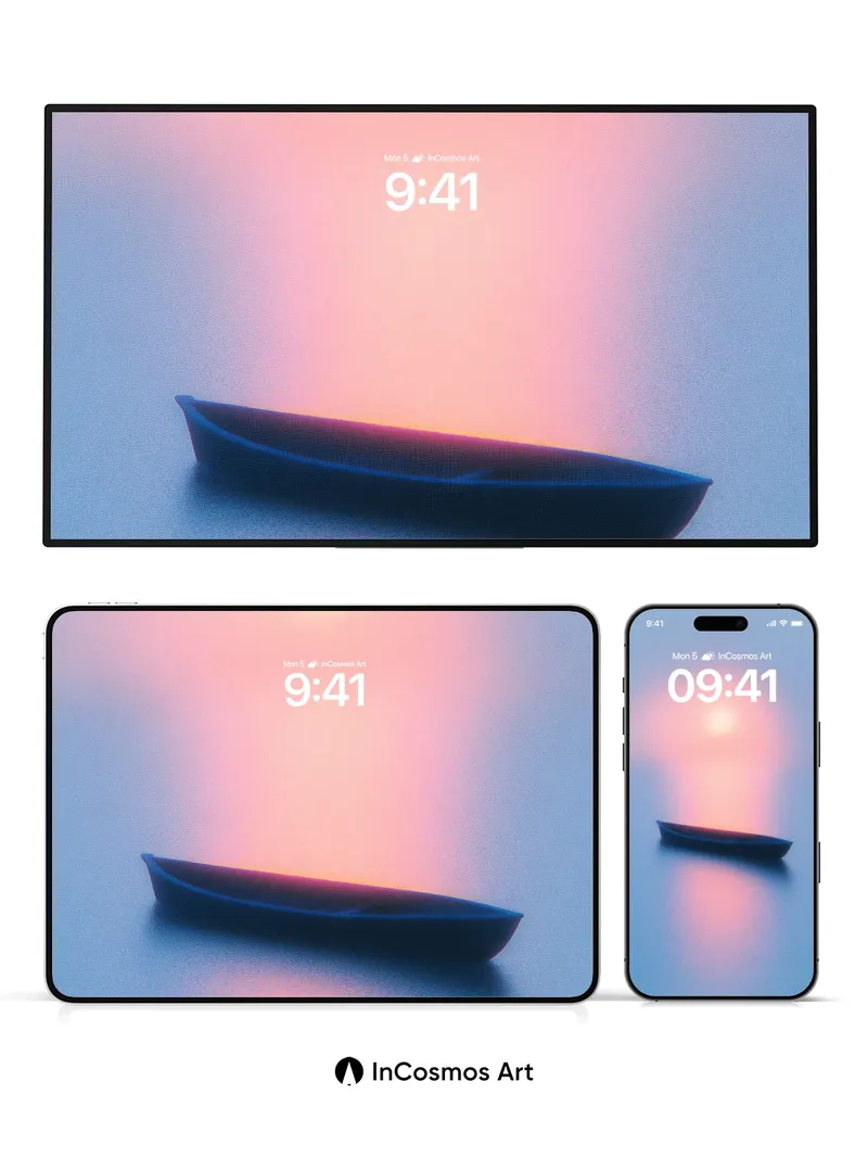 Serenity Solitude Wallpaper with Floating Canoe