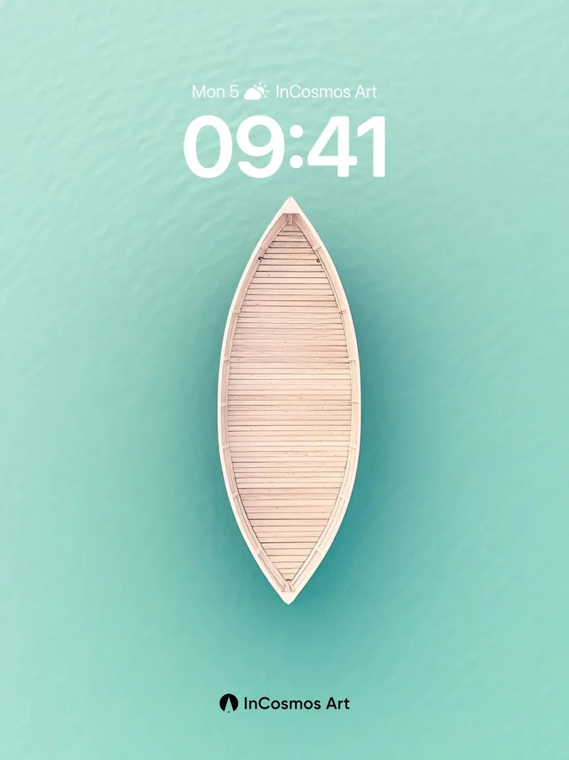 Serene Drift Wallpaper with Wooden Boat