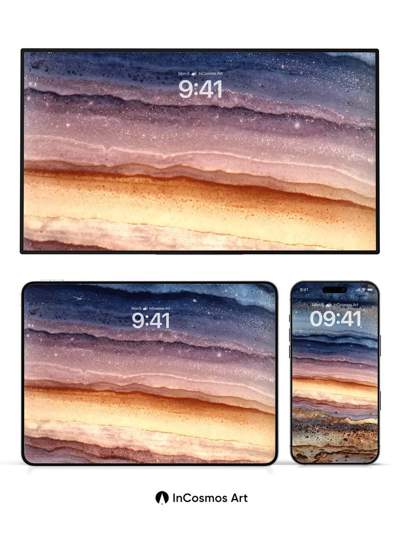 Cosmic Agate Wallpaper with Starlit Veins