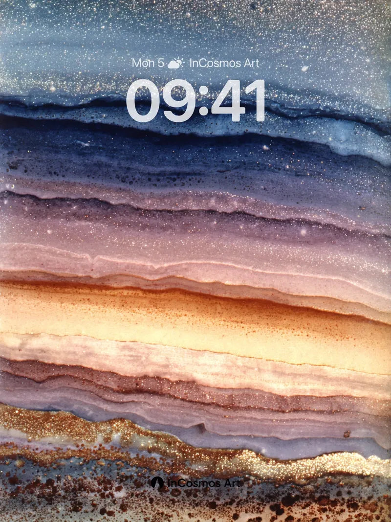 Cosmic Agate Wallpaper with Starlit Veins