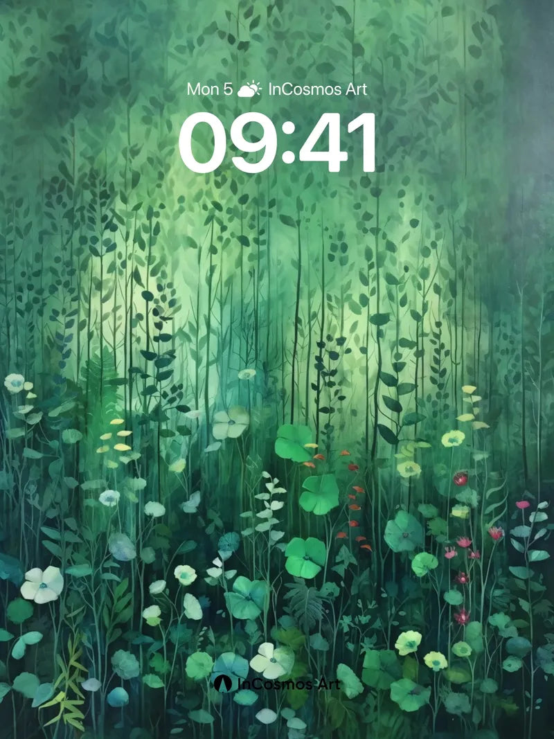 Whispering Grove Wallpaper with Luminous Leaves