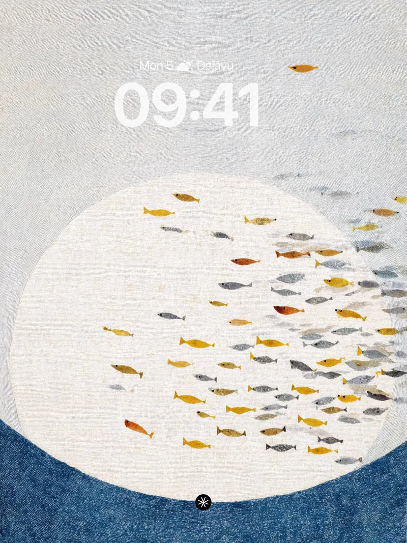 School of Fish Minimalist Ocean Background