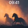 Silhouetted Gallop Wallpaper with Dust Storm Aura wallpaper for iPhone, iPad & Mac