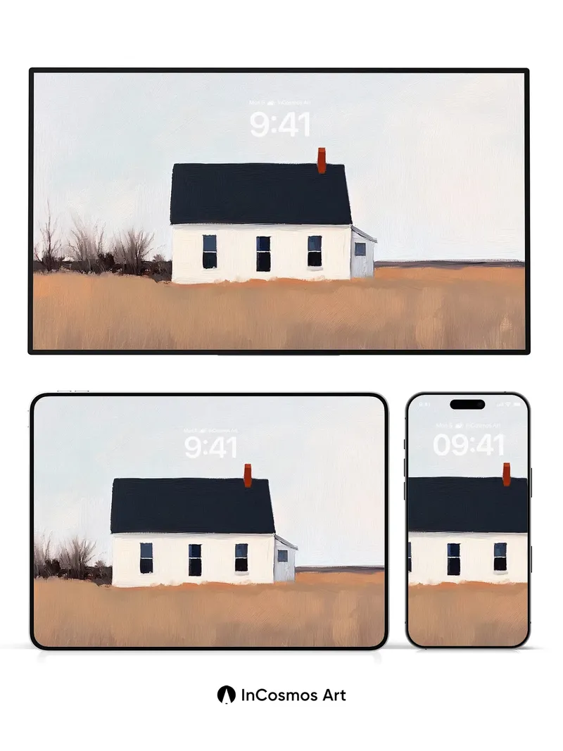 Stillness of Fields Wallpaper with Quiet House