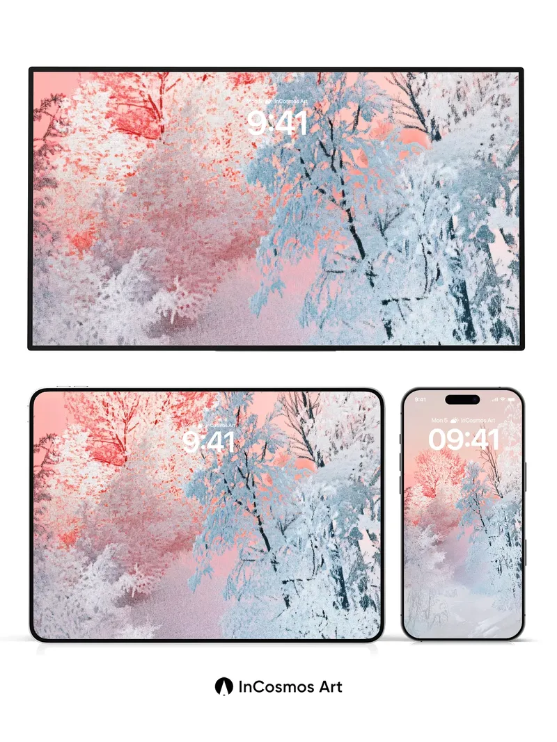 Frostbloom Serenity Wallpaper with Pink Horizon