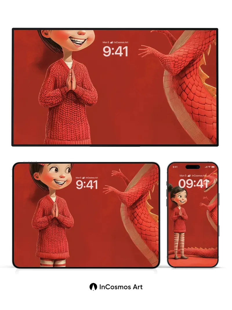 Wonderful Dragon Encounter Wallpaper with Red Harmony