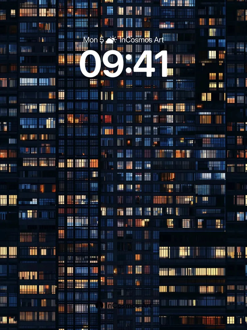 Nocturnal Grid Wallpaper with Warm Pulse