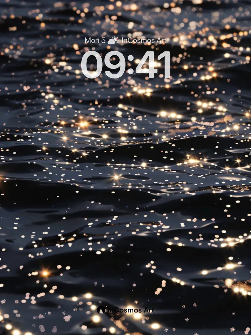 Stellar Waterfall Wallpaper with Floating Light