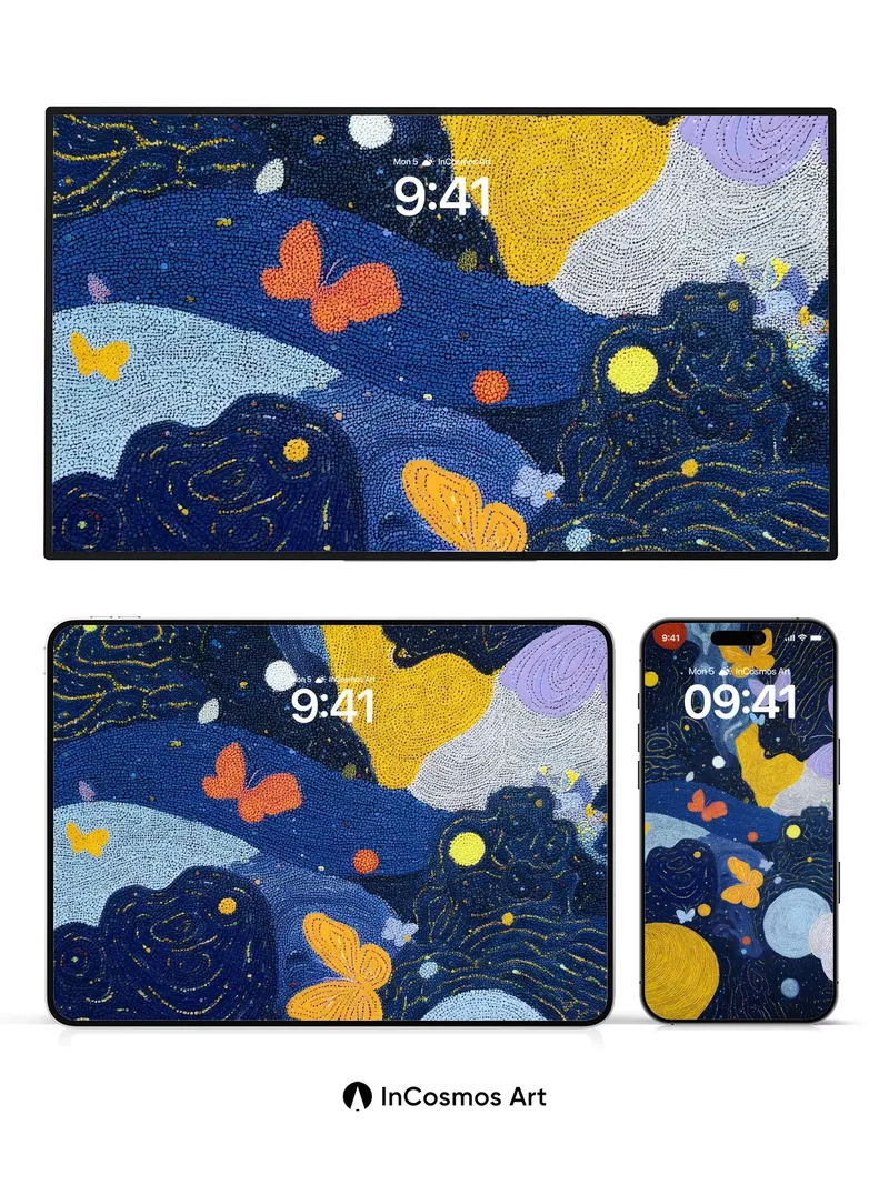 Cosmic Flutter Wallpaper with Starlit Wings