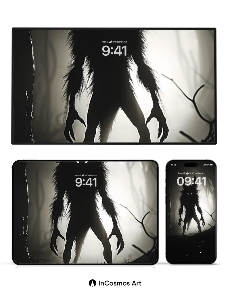 Shadow Beast Wallpaper with Glowing Eyes