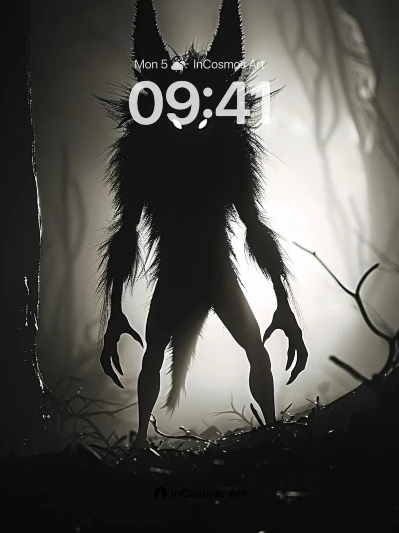 Shadow Beast Wallpaper with Glowing Eyes