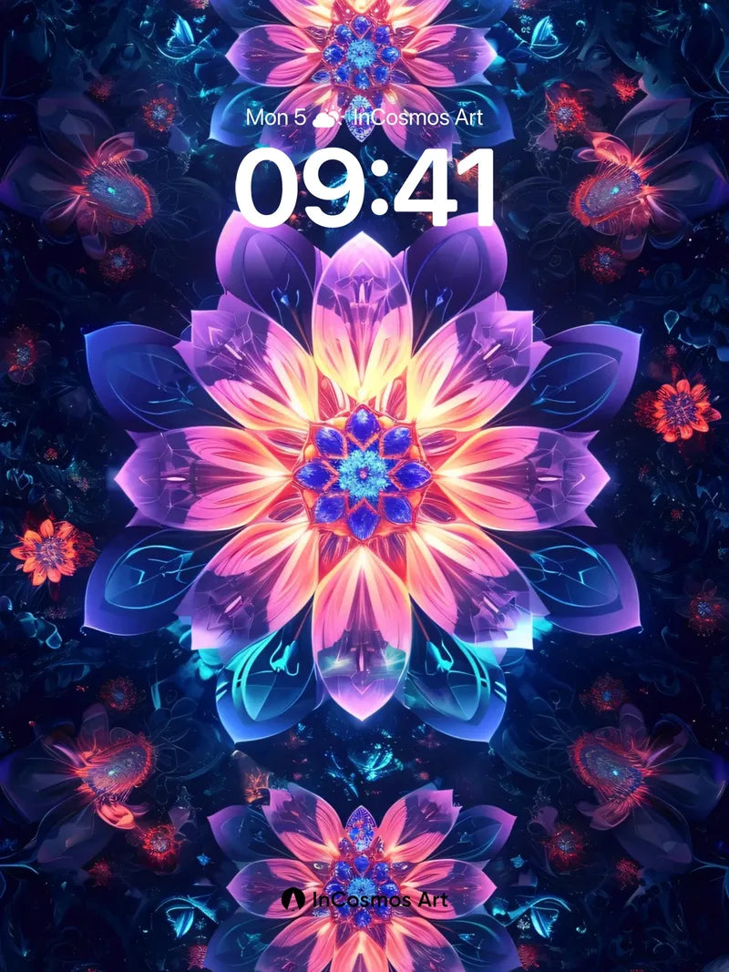 Luminous Bloom Wallpaper with Fractal Petals