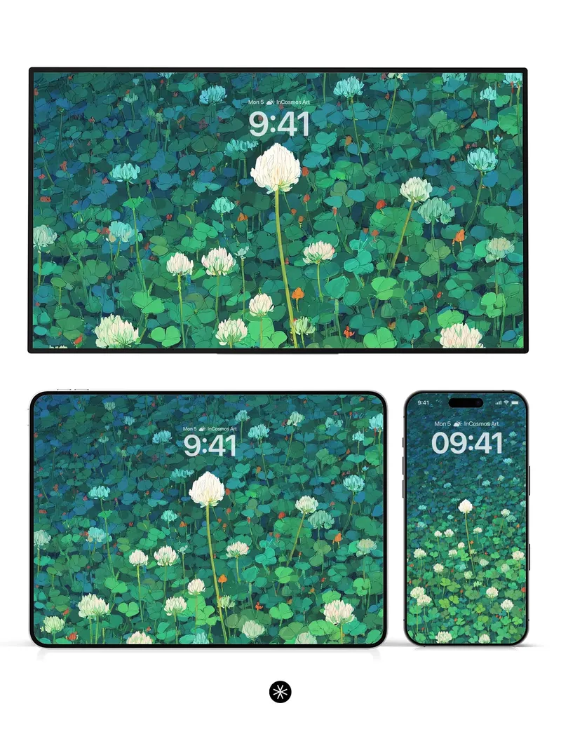 White Clover Flower Field Wallpaper 4K for iPhone Lock Screen