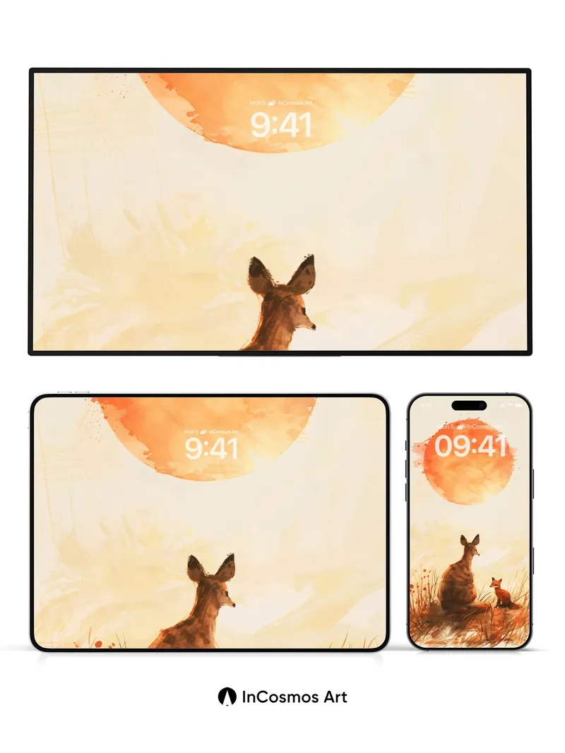 Golden Hush Wallpaper with Sunset Watchers