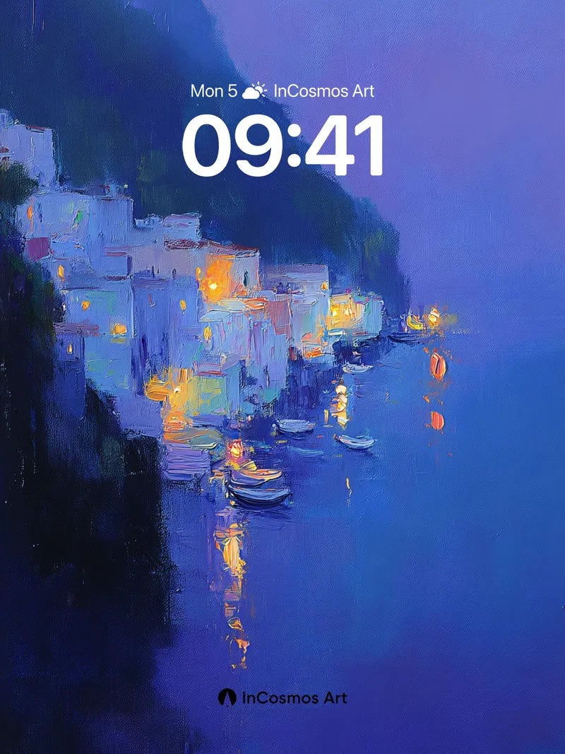 Luminous Cliffside Wallpaper with Floating Light wallpaper for iPhone, iPad & Mac