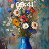Wild Bloom Wallpaper with Cobalt Vase wallpaper for iPhone, iPad & Mac