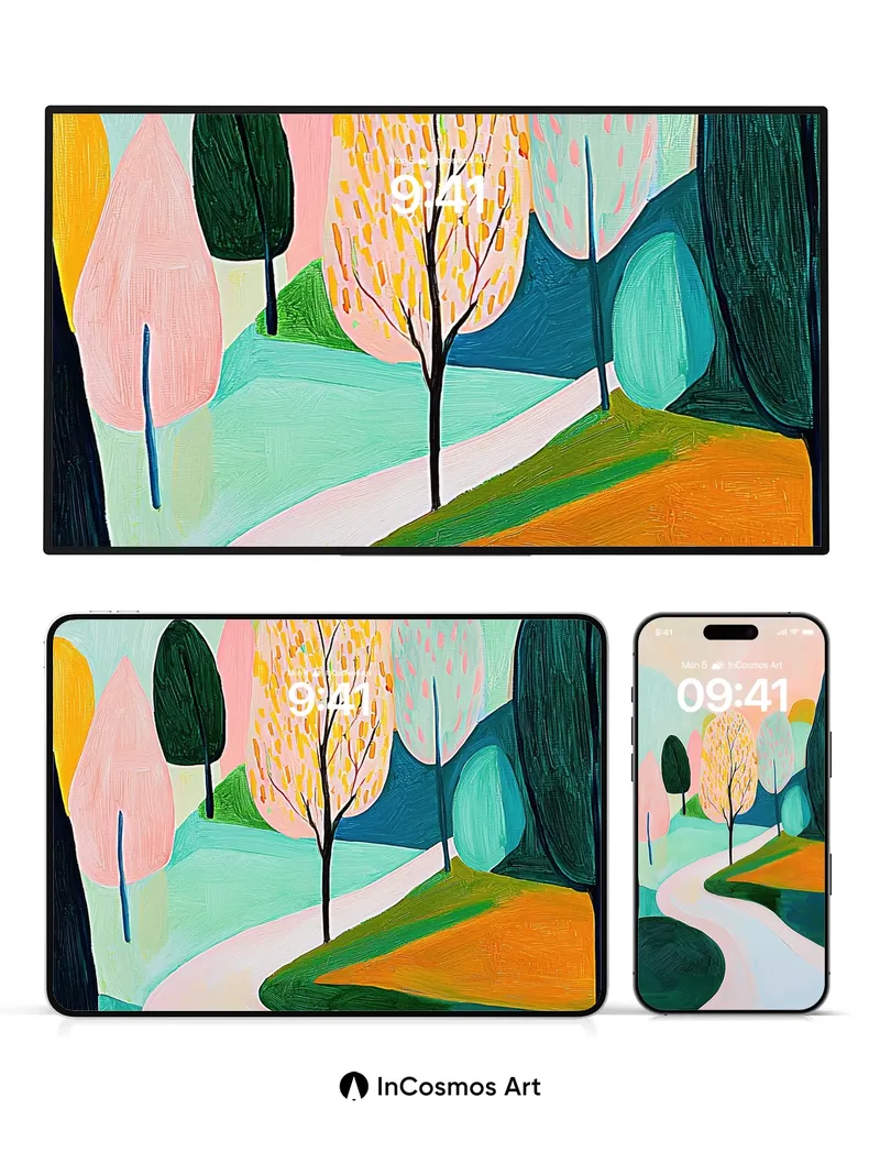 Whispering Path Wallpaper with Painted Light