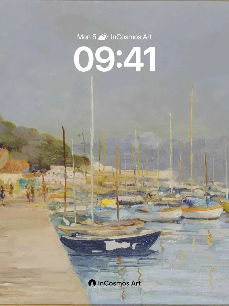 Serenity Harbor Wallpaper with Soft Brushstrokes