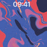 Fluid Marble Swirl Wallpaper in Deep Indigo and Coral wallpaper for iPhone, iPad & Mac