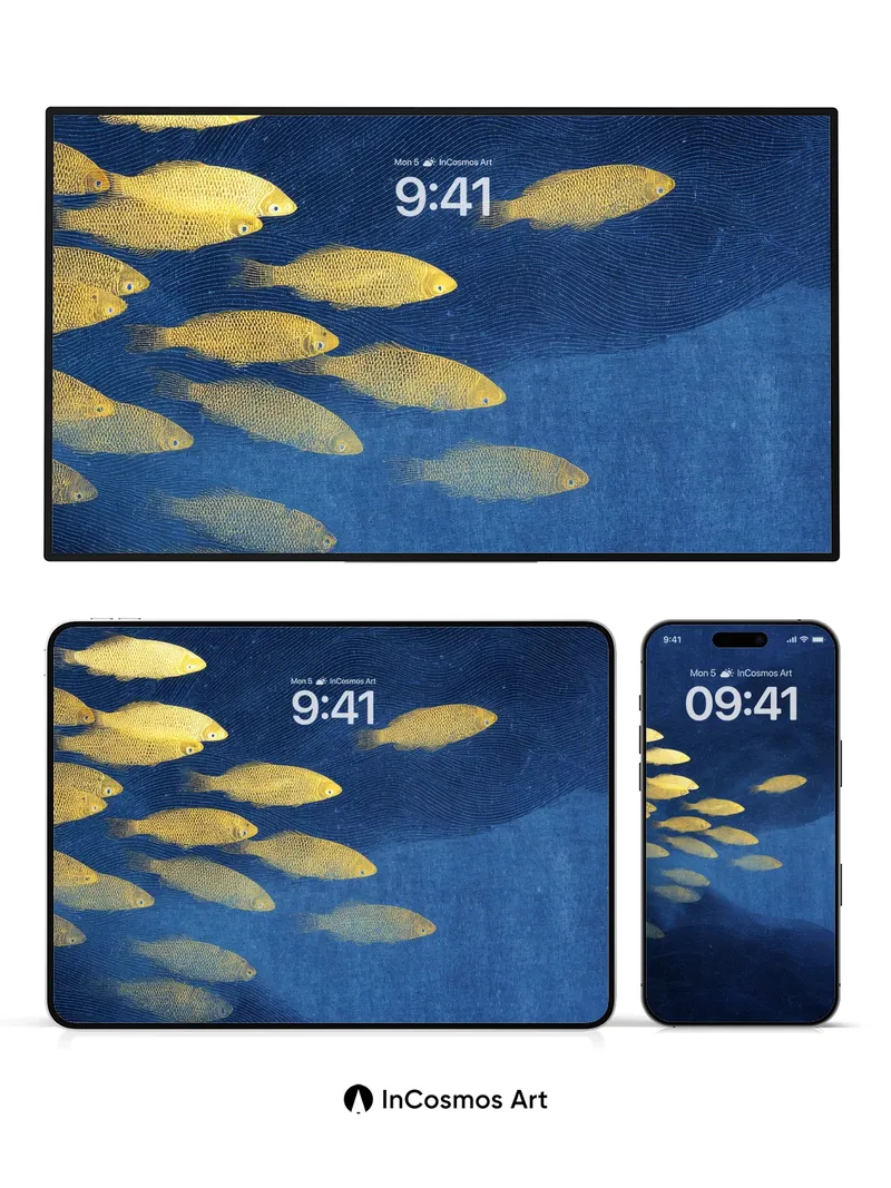 Golden Drift Wallpaper with Deep Sea Currents