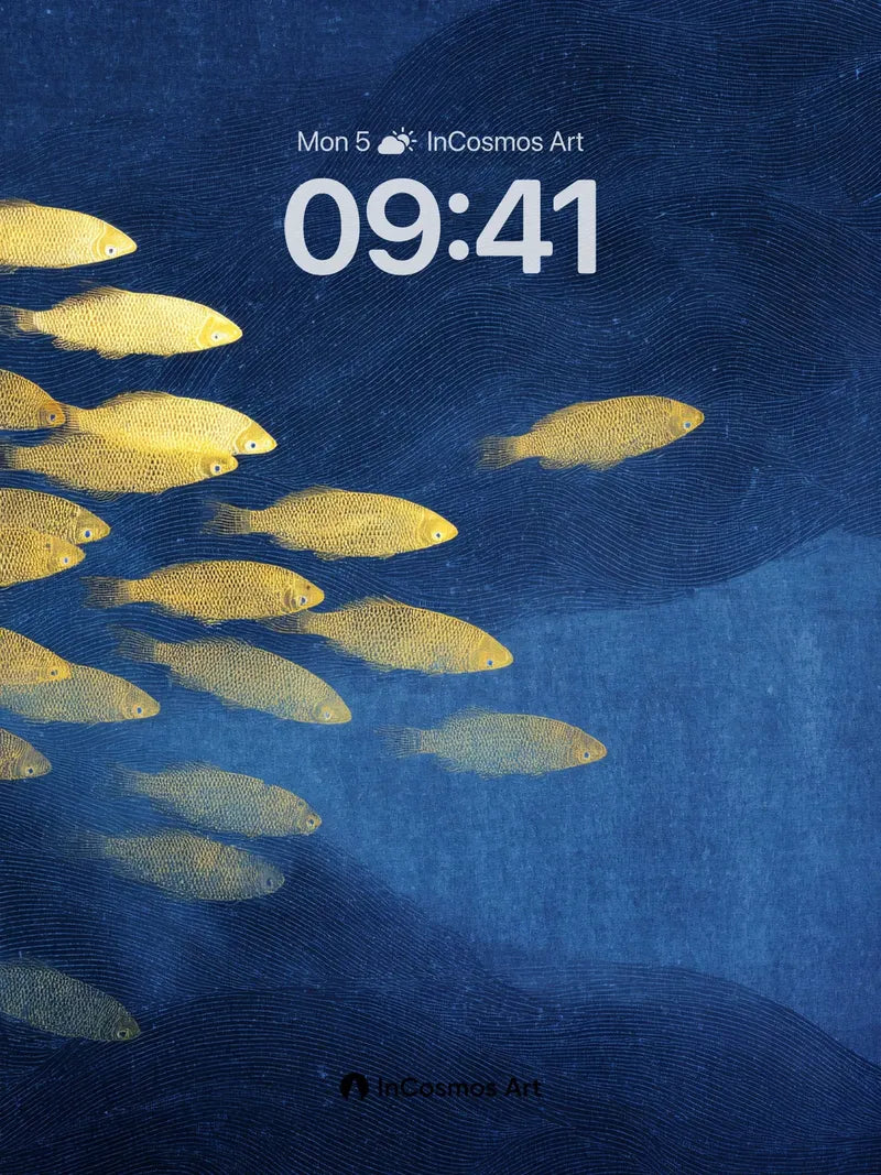 Golden Drift Wallpaper with Deep Sea Currents