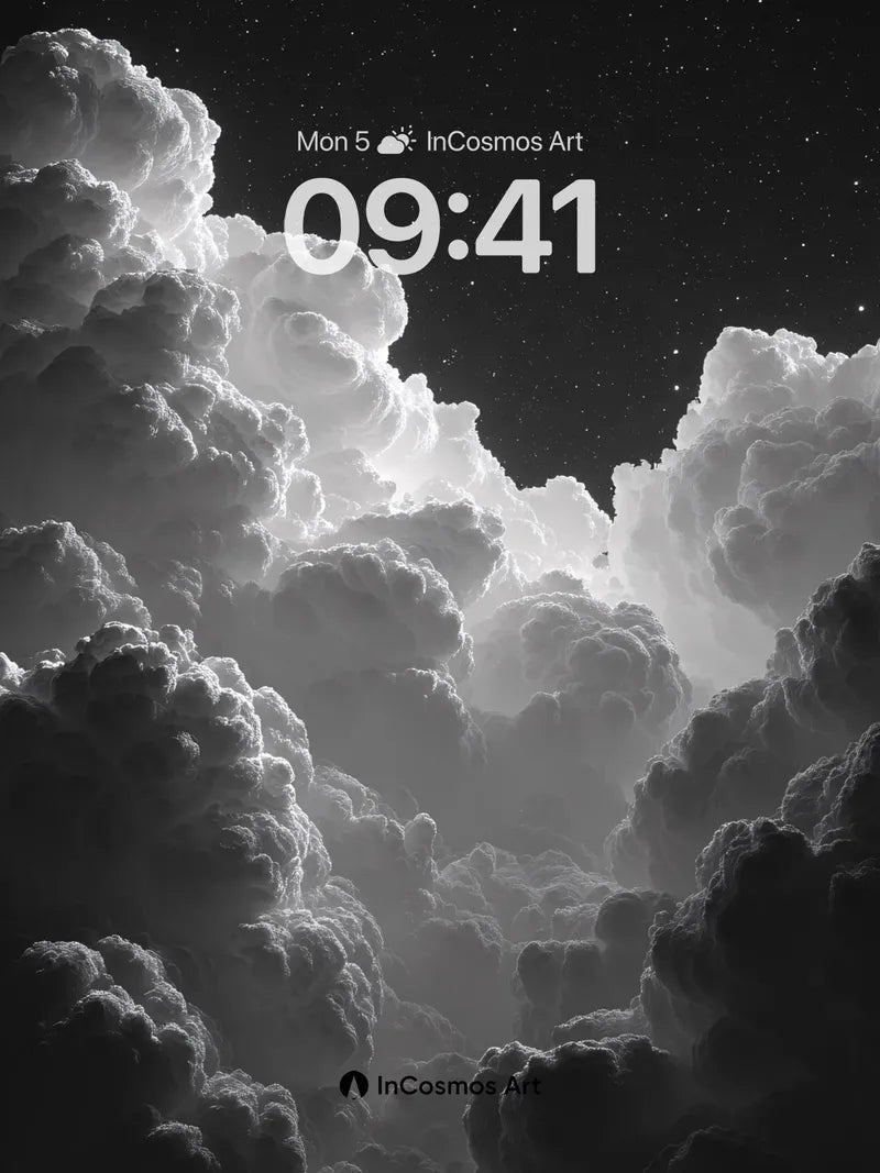Monochrome Storm Wallpaper with Starlit Silence wallpaper for iPhone, iPad & Mac