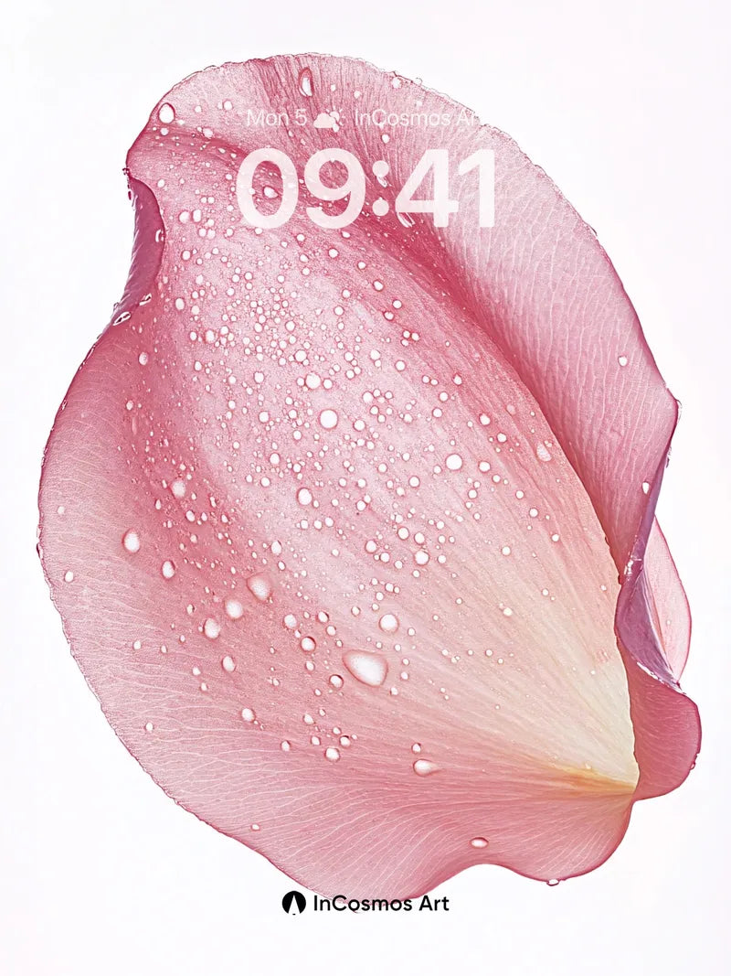 Serene Petal Wallpaper with Dewdrop Veil